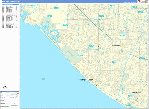 Huntington Beach City Digital Map Basic Style